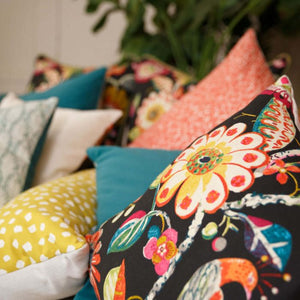 Black hotsell floral pillows