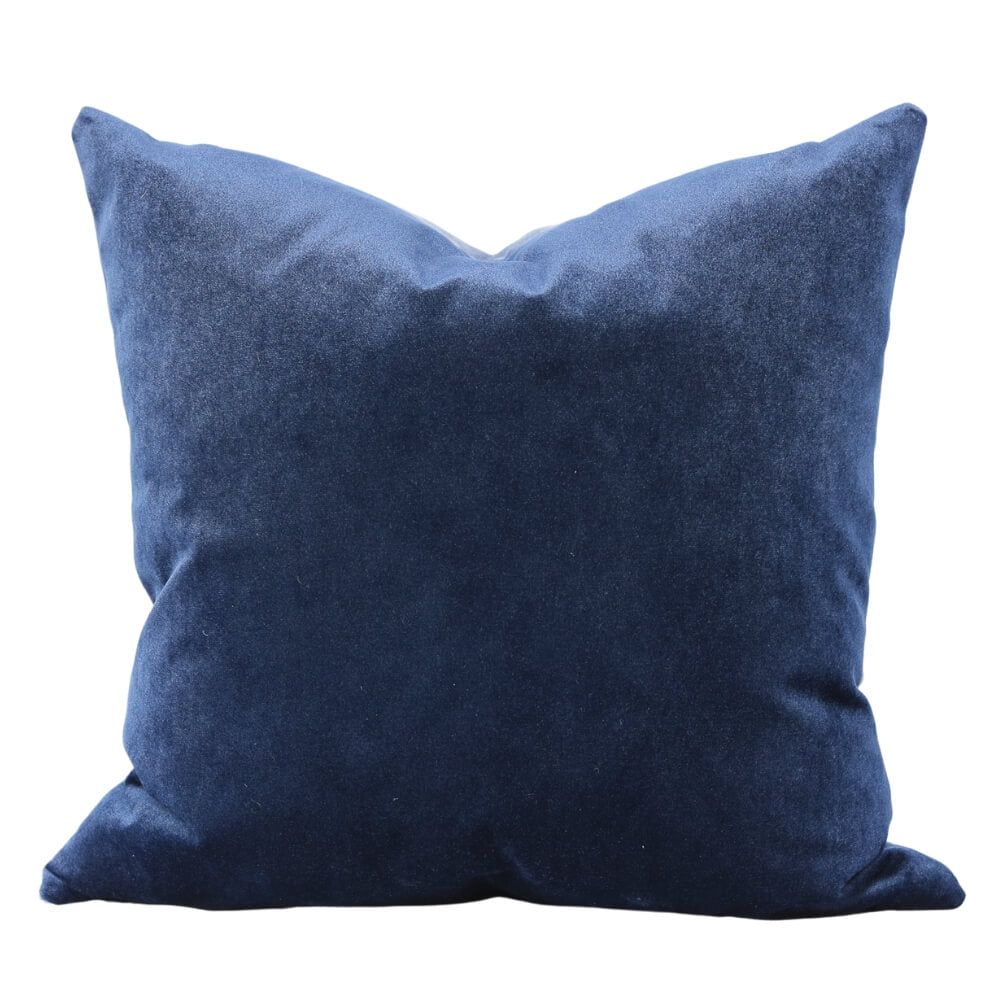 Contrasting Dual Sided Blue Velvet Square Pillow