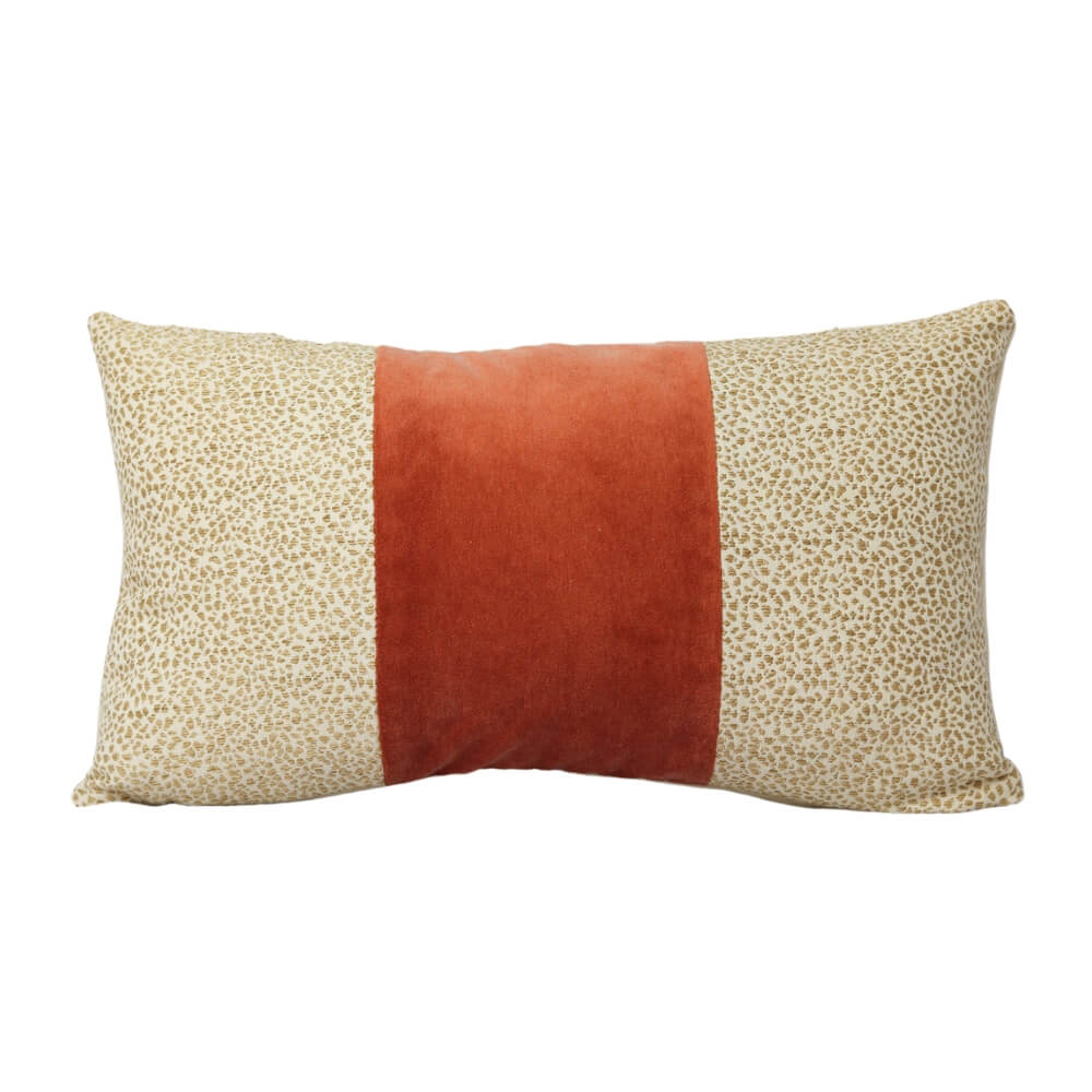 Color Block Lumbar Pillow in Capri Velvet Dusty Coral