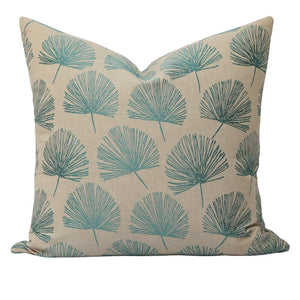 Dandy Teal Blossom Linen Pillow Cover