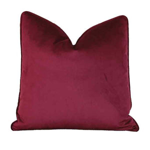 Cabernet Chenille Red Velvet Throw Pillow With Trim