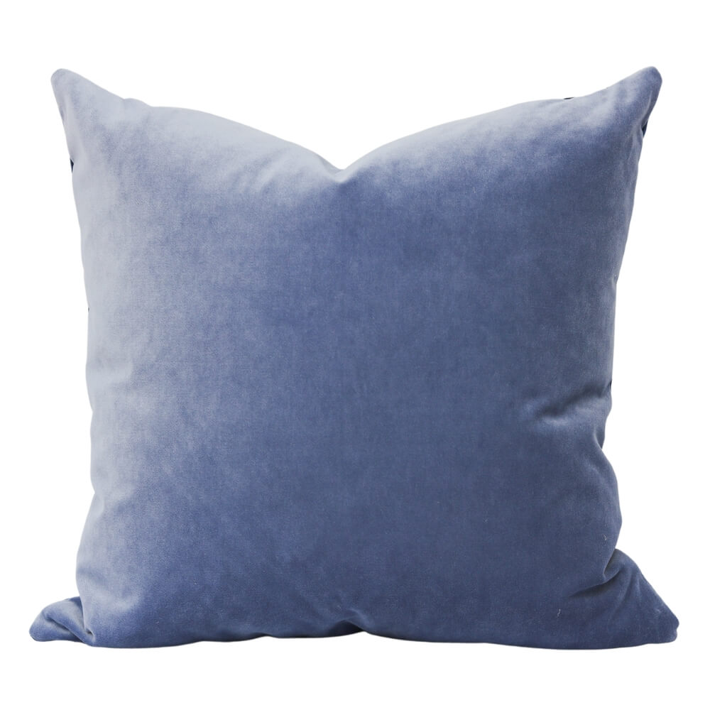Contrasting Dual Sided Blue Velvet Square Pillow
