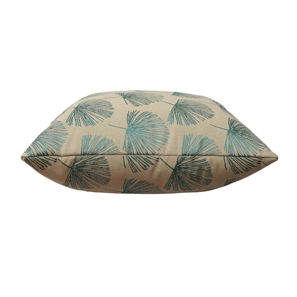 Dandy Teal Blossom Linen Pillow Cover