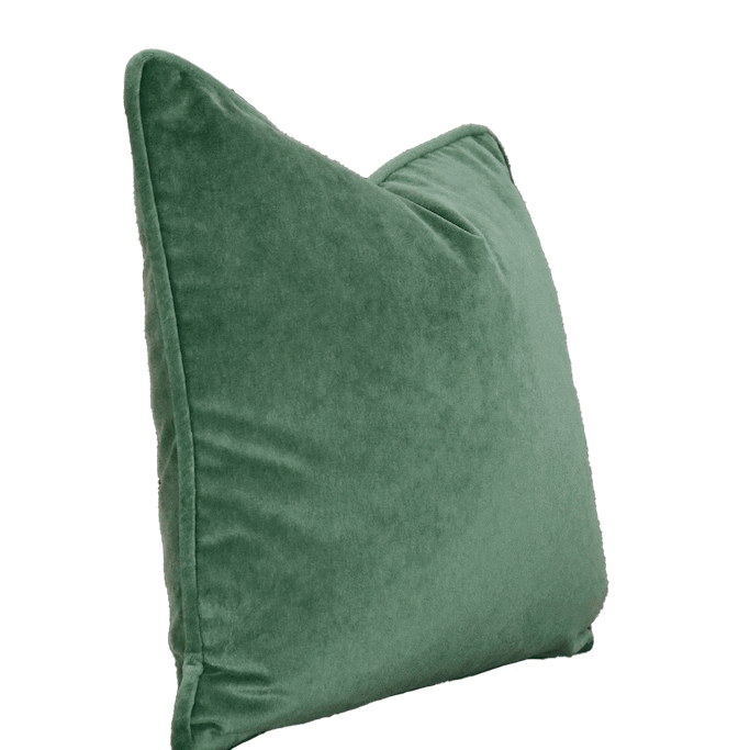 Capri Velvet Fern Green Pillows With Thick Welt