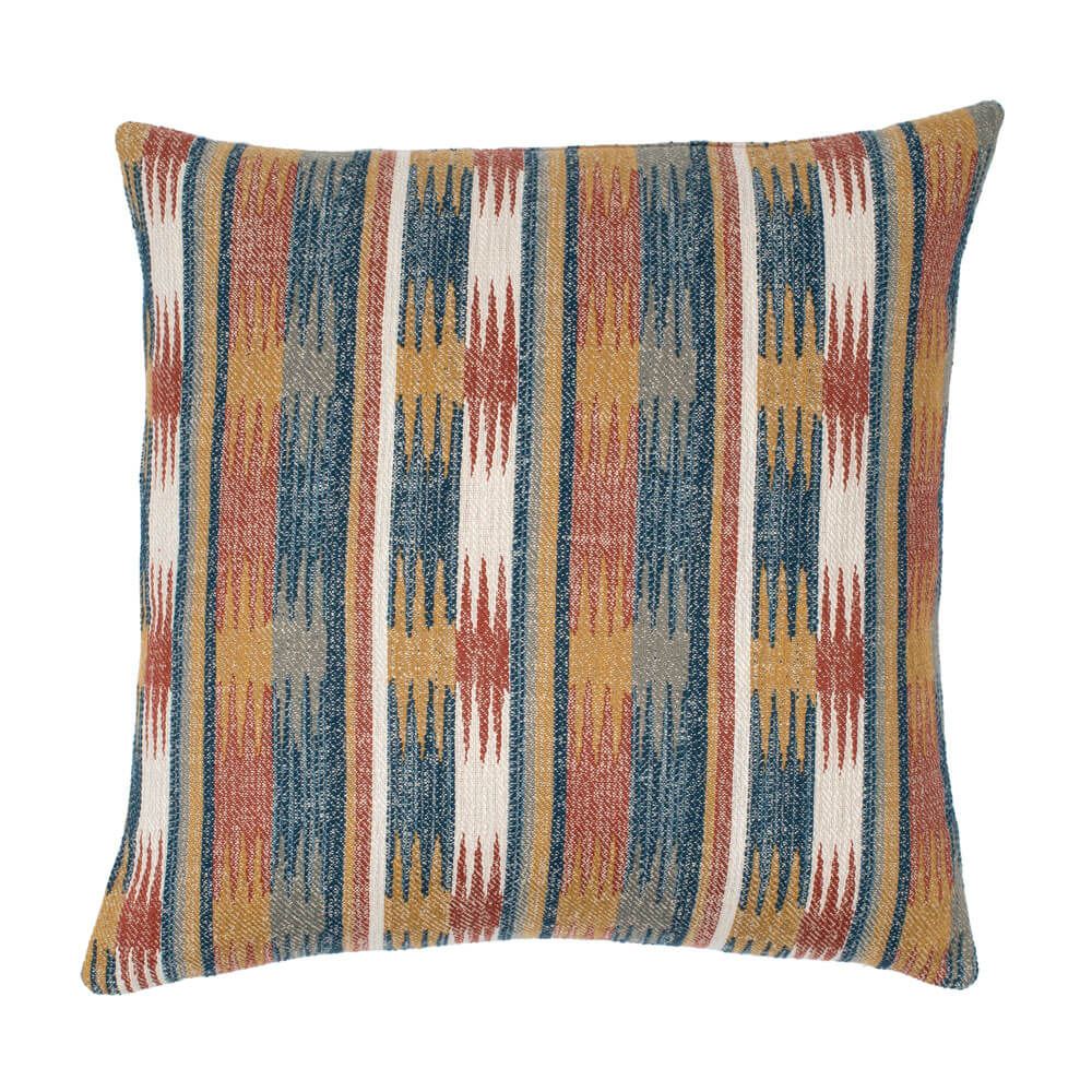 Kowboi Madras Blue Orange Aztec Patterned Outdoor Pillow