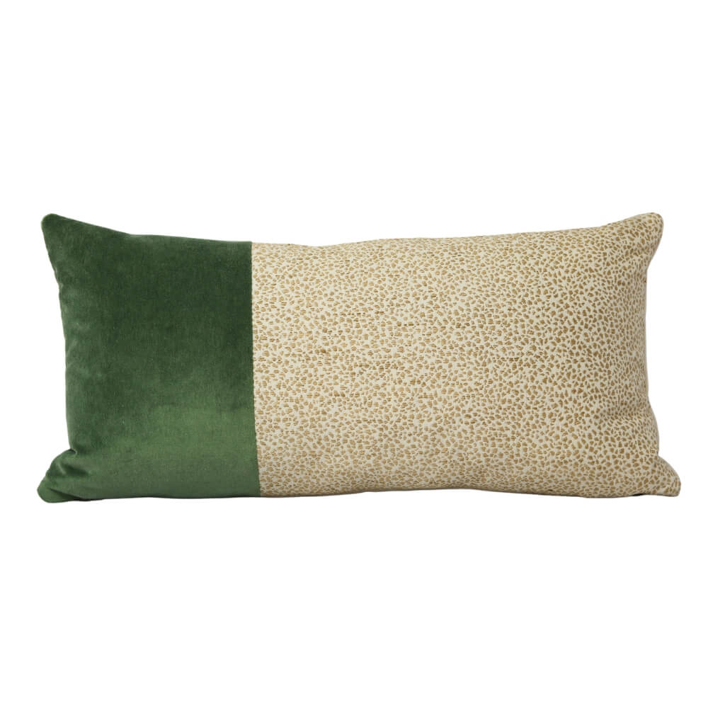 Color Block Long Lumbar Pillow in Capri Velvet Fern