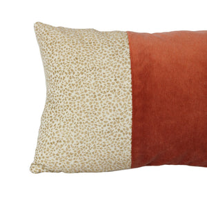 Color Block Lumbar Pillow in Capri Velvet Dusty Coral